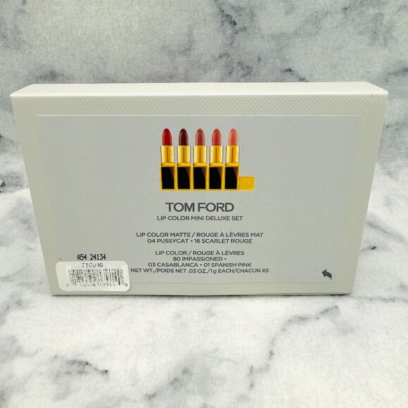 Tom Ford Mini Deluxe Lipstick Set-Pussycat,Scarlet,Casablanca,Pink-5pc-BOXED-NEW - Picture 9 of 13